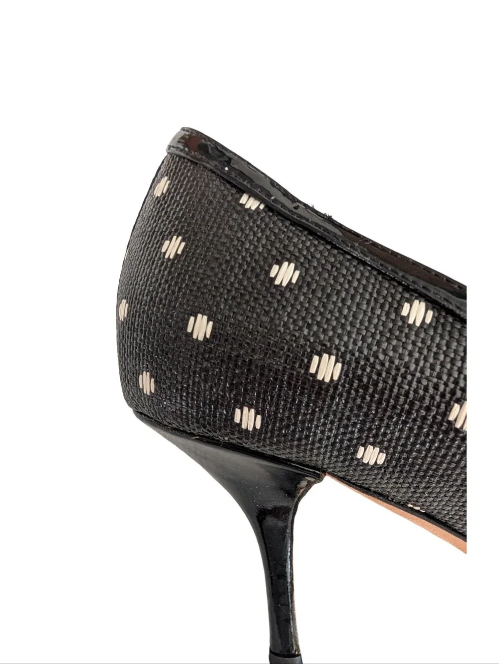 Kate Spade Molly Polka Dot Raffia Peep-Toe Pumps Size 10
